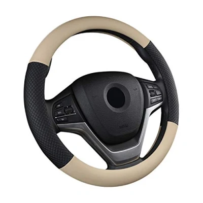 Afbeelding van SFONIA Universele stuurhoes van kunstleer, 38 cm, antislip, ademend en duurzaam, beige