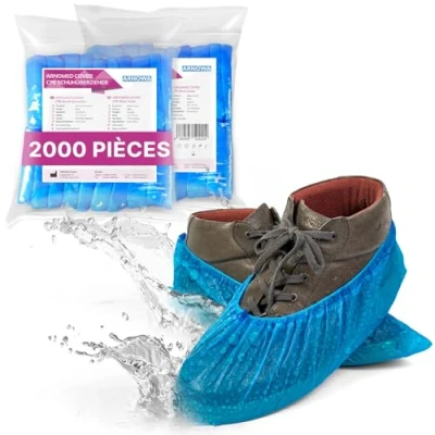 Afbeelding van ARNOMED Wegwerpschoenoverschoenen, extra sterk, 2000 x wegwerpschoenen, blauw, CPE, schoenovertrek, wegwerpschoenbescherming, maat 15 41 cm, latexvrij, voor de bouwplaats