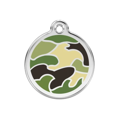 Afbeelding van Camouflage Green roestvrijstalen hondenpenning medium/gemiddeld dia. 3 cm RedDingo