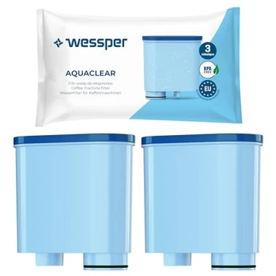 Image de Wessper Cartouche Filtrante Aquaclean compatible avec Philips et Saeco machine à café, Filtre eau charbon actif 2 pièces