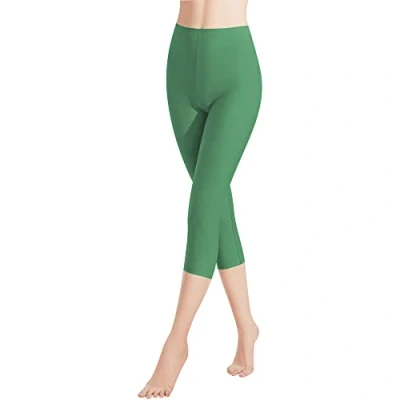 Afbeelding van Libella 4161 VA 1/3 stuks 3/4 leggings voor dames, katoen, capribroek met hoge taille, meerkleurig, slim fit, fitnessbroek, 1 stuk groen