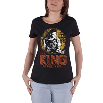 Afbeelding van Elvis Presley Dames Tshirt M The King Of Rock &#039;n Roll Zwart