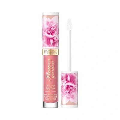 Afbeelding van Eveline Cosmetics Flower Garden Romige lipgloss nr. 02 voedende veganistische formule met hyaluronzuur, plantaardig collageen en pioenrozenextract hydraterende glans