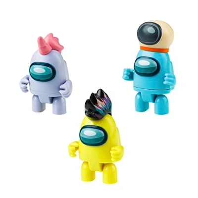 Afbeelding van Bizak Among Us S3, set van 3 beweegbare figuren met grappige accessoires, afmetingen 5 7 cm, verschillende verzamelmodellen, blauw/geel/grijs (64116303)