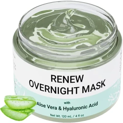 Afbeelding van Renew Overnight Facial Mask met aloë vera en hyaluronzuur hydraterend masker voor nachtelijke huidreparatie geformuleerd in San Francisco