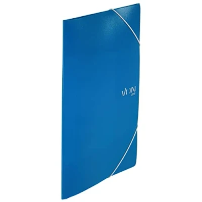 Afbeelding van Leitz, 30070035 A4 snelhechter PP kunststof voor 150 vellen, 3 kleppen met elastiek en moderne druk, school thuis, 5 stuks, blauw
