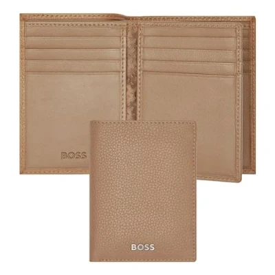 Afbeelding van HUGO BOSS Leren Kaarthoes Classic Grained Trifold Card Case Camel Lichtbruin