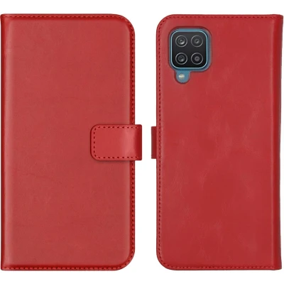 Afbeelding van Selencia Hoesje Geschikt voor Samsung Galaxy A12 Met Pasjeshouder Echt Lederen Bookcase Rood