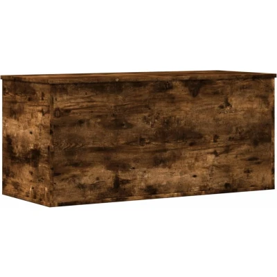 Afbeelding van Opbergbox 100x42x46 cm bewerkt hout gerookt eikenkleurig