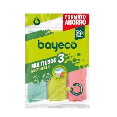 Afbeelding van Bayeco Set van 3 multifunctionele doeken 100% microvezel alle soorten oppervlakken hoog absorptievermogen en streepvrije afwerking alleen met water, stuks