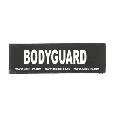 Afbeelding van Julius K9 Klittenband Tekstlabel Bodyguard Zwart Hondenharnas 11x3 cm
