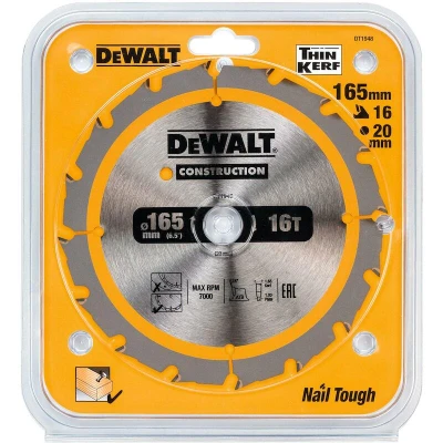 Afbeelding van DeWALT Cirkelzaagblad voor Hout Construction Ø 165mm Asgat 20mm 16T DT1948 QZ