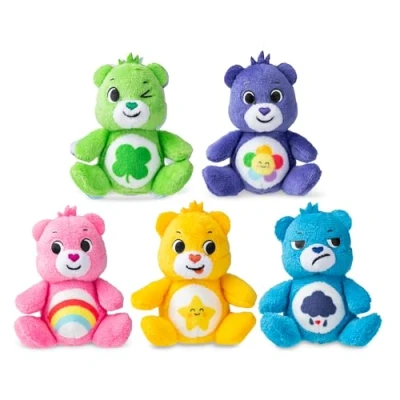 Image de Basic Fun Care Bears Lot de 5 micro peluches encourageantes Ours rieur porte bonheur en peluche à collectionner Pour garçons et filles partir 4 ans