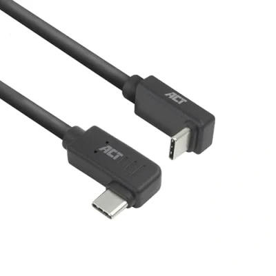 Afbeelding van ACT USB 3.0 10Gbps 60W Type C (haaks links/rechts) naar boven/beneden) kabel, 2 meter AC7482