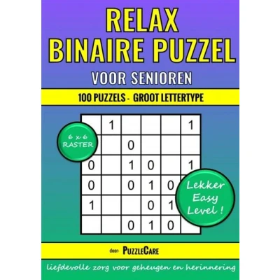 Image de Binaire Puzzel Relax 6x6 Raster 100 Puzzels Groot Lettertype Lekker Easy Level!
