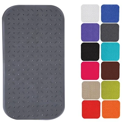 Afbeelding van MSV Douche/bad anti slip mat badkamer rubber grijs 36 x 76 cm met zuignappen
