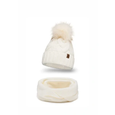 Afbeelding van Vivisence 7014 Beanie AND LOOP Scarf SET Sjaal, Dames, Maat: One Size, Ecru