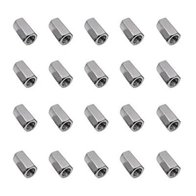 Afbeelding van SyiXute 20 stuks lange zeskantmoer, M5 zeskantkoppelingsmoer, koolstofstaal, schacht, zeskantmoeren voor de industrie onder andere toepassingen (M5 x 8 15 mm)