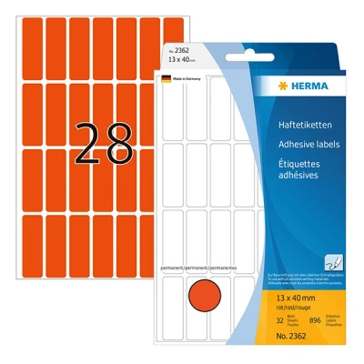 Image de HERMA étiquettes multi usage,13 x 40 mm, rouge, grand paquet contenu: 896 pièces 2362