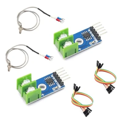 Afbeelding van Set van 2 MAX6675 temperatuursensoren, thermokoppeltemperatuursensor type K, module compatibel met Arduino en Raspberry Pi