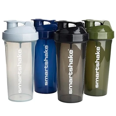 Afbeelding van Smartshake Lite 4 stuks eiwitshakers 600 ml 20 oz lekvrij schroefdeksel BPA vrij uniseks mistgrijs, legergroen, zwart, marineblauw