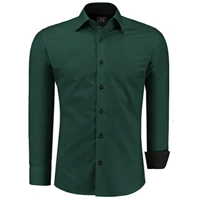 Afbeelding van J&#039;S FASHION Herenhemd slim fit lange mouwen gemakkelijk te strijken Europese maten S tot 6XL, Donkergroen