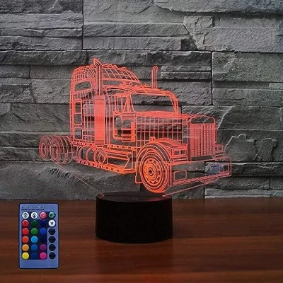 Afbeelding van HPBN8 Ltd 3D Truck LED Lamp Art Deco verlichting Decoratie lichten Afstandsbediening 7/16 Kleuren Verandering USB Aangedreven Kinderen Cadeau Verjaardag Kerstmis Gift