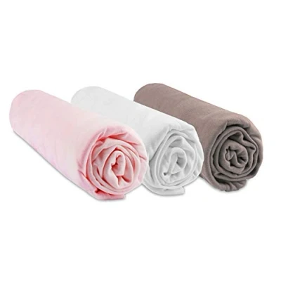 Afbeelding van Easy Dort Hoeslaken, 60 x 120 cm, babybed, wieg, paraplu, bamboe, hypoallergeen, roze, wit, taupe, rekbaar, gezonde slaap, Öko Tex Standard, gemaakt in Europa