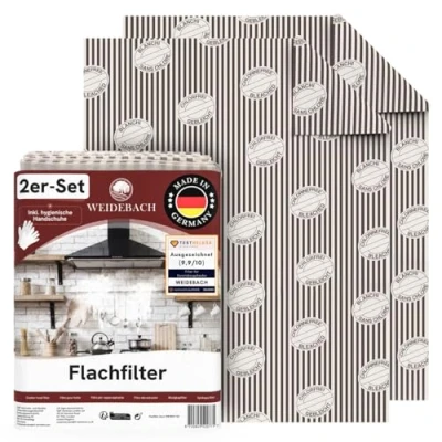 Afbeelding van WEIDEBACH® 2 x Vlakke filters voor afzuigkap (vetfilter), 57 47 cm, 1 mm dik, op maat te knippen Filter met verzadigingsindicator, Top filterprestaties, 100% composteerbaar