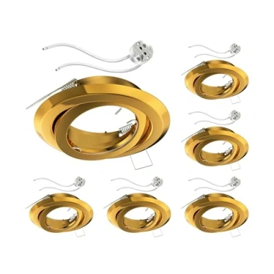 Afbeelding van ledscom.de 6 FABI plafondinbouwframes, rond, draaibaar, glanzend goud, GU5.3 fitting inbegrepen