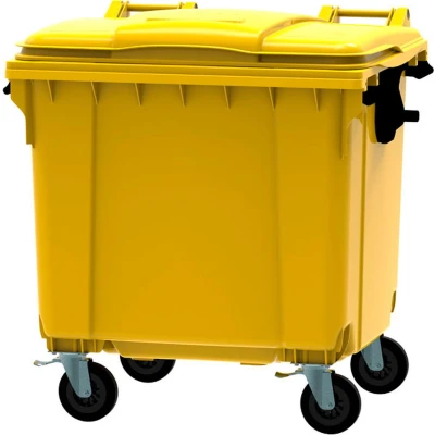 Afbeelding van Container 1100 liter vlak deksel geel