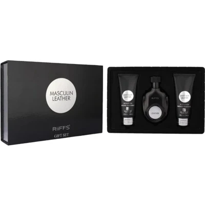 Afbeelding van Masculin Leather Giftset 3 pcs 100 ml EDP + Bodylotion Showergel van RiiFFS