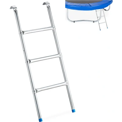 Afbeelding van Relaxdays trampoline ladder 97 x 38 cm 3 tredes eraan hangen instap voor tuintrampoline zilver