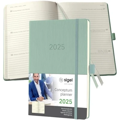 Afbeelding van Weekagenda Conceptum A5 2025 (NL/FR/EN/DU) Mint Green Hardcover