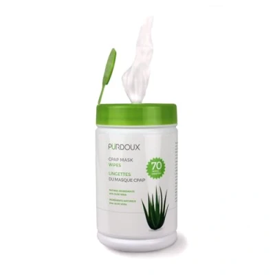 Image de PÜRDOUX ™ CPAP Mask Wipes, Aloe Vera, Canister de 70 lingettes humides