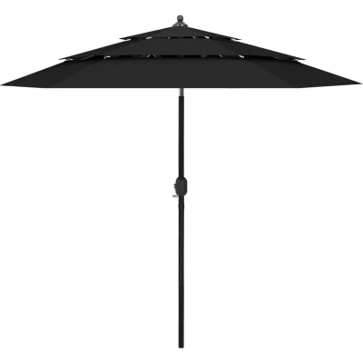 Afbeelding van Parasol 3 laags met aluminium paal 2,5 m zwart