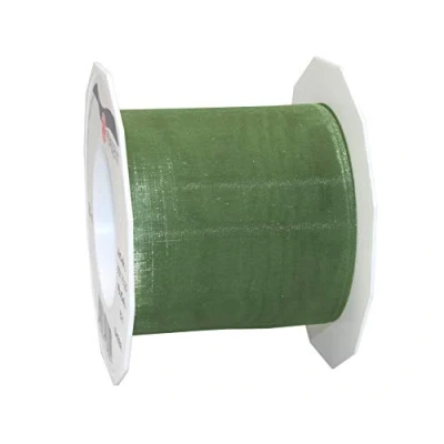 Afbeelding van C.E. Pattberg Organza lint transparant olijfgroen 22 meter lang 7,1 cm breed accessoires voor decoratie en knutselen decoratielint geschenken elke gelegenheid