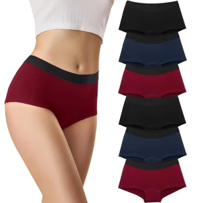 Afbeelding van Libella 3429 Set van 6 hipsterboxershorts voor dames, katoen, met zachte elastische tailleband, meerkleurig. 3.