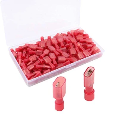 Afbeelding van QitinDasen 80 stuks volledig geïsoleerde premium snelverbinders, platte stekker, nylon krimpconnector/stekker (40 paar rood, 10A/22 16AWG)