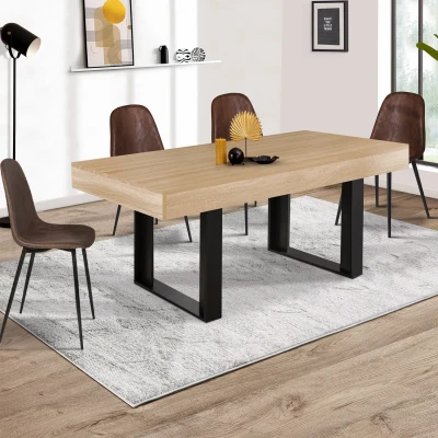 Image de Table à manger PHOENIX 6 personnes bois et noir 160 cm