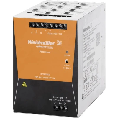 Afbeelding van Weidmüller PRO MAX 480W 48V 10A DIN rail netvoeding 48 V/DC 10 A 480 W Inhoud: 1 stuk(s)