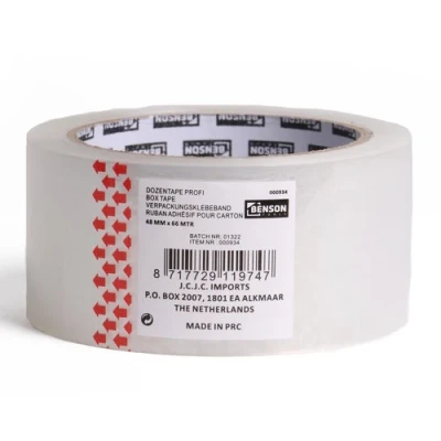 Afbeelding van Benson Verpakkingstape Dozentape 66 meter x 48 mm Transparant