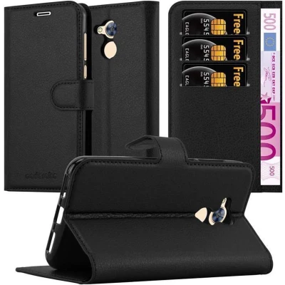 Afbeelding van Cadorabo Hoesje geschikt voor Honor 6A in PHANTOM ZWART Beschermhoes met magnetische sluiting, standfunctie en kaartvakje Book Case Cover Etui