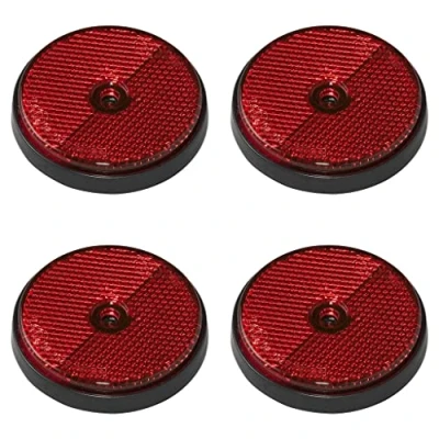 Afbeelding van Set van 4 ronde rode reflectoren voor kattenoogaanhanger 60 mm