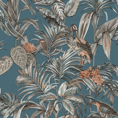 Afbeelding van Behang Bird of Paradise blauw