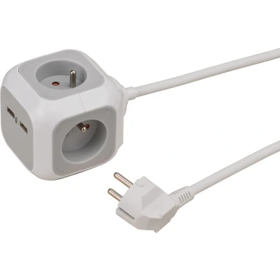 Afbeelding van ALEA Power USB Charger Stekkerblok 4 voudig, 1,4m H05VV F 3G1,5 *FR/BE*