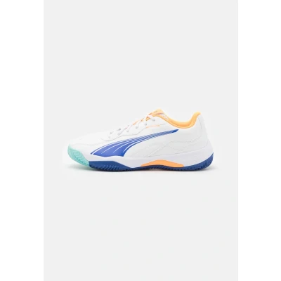 Afbeelding van Puma NOVA Smash Padelschoenen, Heren, Maat: 45, White/vivid blue/heat fire/black Hoogwaardig imitatieleer