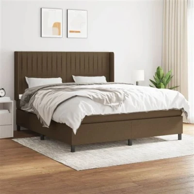 Afbeelding van vidaXL Boxspring met matras stof donkerbruin 180x200 cm