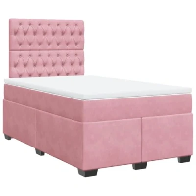 Afbeelding van vidaXL Boxspring met matras fluweel roze 120x200 cm