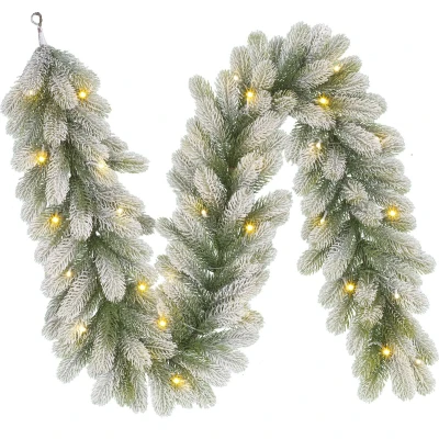Afbeelding van Black Box Trees Nigata Guirlande met Warm Witte LED Verlichting L180 cm Groen Frosted